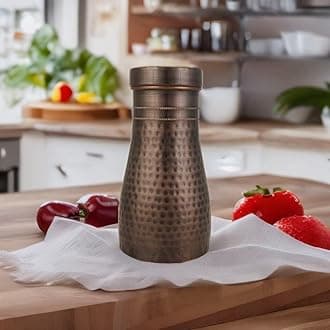 PIEPOT 100% Pure Copper Water Bottle 1 Ltr | Copper Water Bottle for Drinking | Leak-Proof & Insulated | Easy to Cary | Best for Gifting | Hammered Design