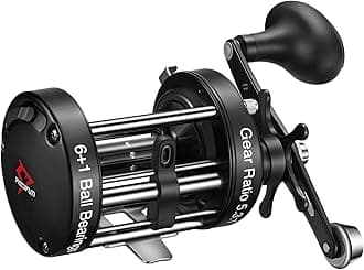 Piscifun Chaos XS Baitcasting Fishing Reel, Reinforced Metal Body Round Baitcaster Reel, Smooth Powerful Saltwater Inshore Surf Trolling Reel, Conventional Reel for Catfish, Musky, Bass, Pike