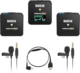 Rode Wireless GO 2 Dual Digital Wireless Microphone System with 2X Lavalier GO Omnidirectional Condenser Microphone and SC16 USB-C to USB-C Accessory Cable