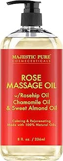 MAJESTIC PURE Rose Massage Oil for Massage Therapy - Refreshing, and Relaxing - Natural Oils - for All Skin Types - Men and Women Massage Lotion- 8 fl oz