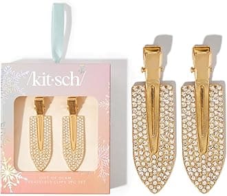 Kitsch Gift of Glam Creaseless Clips | No Crease Hair Clips for Makeup | No Bend Hair Clips for Styling | Stylish Makeup Hair Clips & Hair Styling Clips | Pin Curl Clips for Hair, 2pc Set