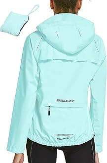 baleaf Women's Rain Jackets Waterproof Windbreaker Packable Running Lightweight Cycling Jacket Reflective Hooded