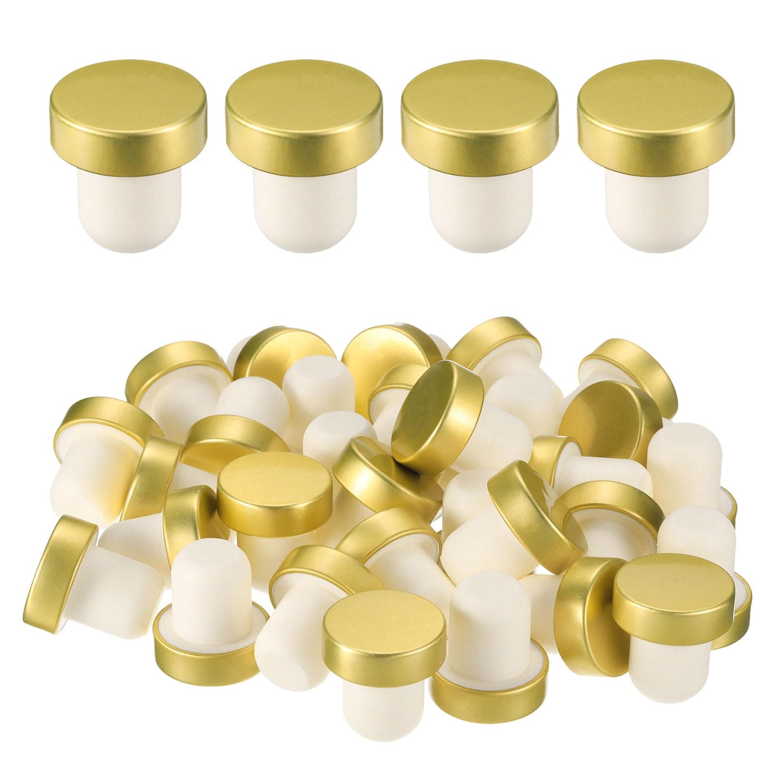 sourcing map 24 Pcs Wine Bottle Corks, T-Shaped Stopper Cork, Wine Stopper, Reusable Wine Bottle Corks Sealing Plug Bottle for Homemade Wine Beer Bottles,Gold