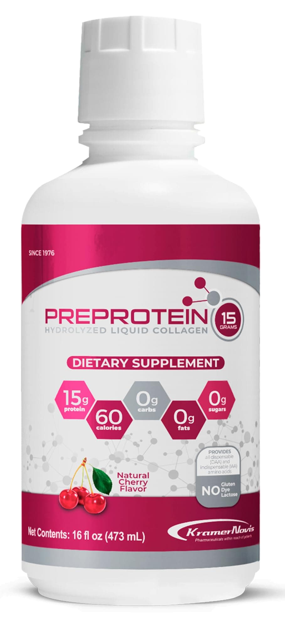- PreProtein 15 Liquid Hydrolyzed Collagen Peptides – Sugar Free Cherry Flavor Drink – 15g Protein Amino Acid Supplement for Bariatric Recovery, Joint Support & Wound Care – 16oz