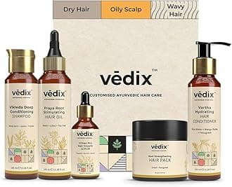 Vedix Ayurvedic Hair growth Kit | 5 product Kit | for Dry Hair, Dry Scalp, Wavy Hair | Vedix Hair Oil, Shampoo, Serum, Mask, Conditioner Set
