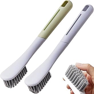 2PCS Laundry Stain Brush with Long Handle Laundry Brush for Stains on Clothes Soft Bristle Brush for Cleaning Clothes Shoes Sneakers Laundry Scrub Brush for Stain Removal, Green White