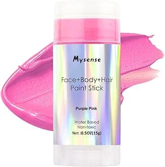 Mysense Pink Face Body Hair Paint Stick,Water Based Temporary Hair Paint,Non-toxic Cream Body Paint for Adults,Hot Pink Face Painting for Halloween Cosplay SFX Makeup,0.5oz(15g)