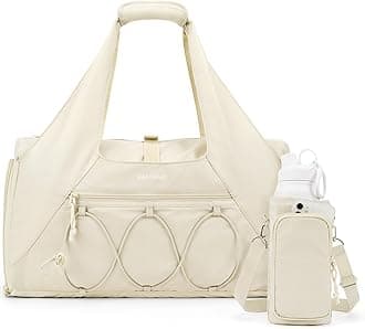 Gym Bag for Women, Lightweight Duffel with Shoe Compartment, Weekender with Wet Pocket, Workout Yoga Tote, Cream