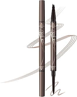 Music Flower Dual-ended Eyebrow Pencil - Ultra-fine Pencil and Four-tip Liquid Brow Pen for Quick and Precise Brow Definition, Eye Makeup Gifts for Women, Chestnut