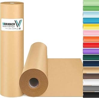 Vanhench Brown Wrapping Paper, Craft Paper, Kraft Paper 17.5"x 1800"(150'), Gift Wrapping Bulletin Board Arts & Crafts, Bouquet Flower Table Covering Poster Packing Shipping Moving Supplies 65GSM 45LB