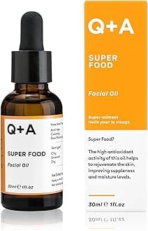 Q+A Super Food Facial Oil (30ml), Natural Vitamin-Rich Face Oil with Jojoba, Vitamin E Oil, Deeply Nourishes and Hydrates Dry, Sensitive, and Normal Skin, Boosts Skin Radiance and Glow
