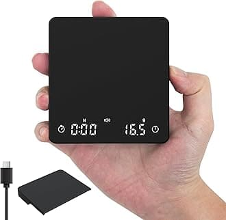Rechargeable Coffee Scale with Auto Timing,Mini Espresso Scale with Timer, 2kg/0.1g High Precision Scale for Coffee Beans, Black
