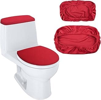Toilet Lid Cover and Toilet Tank Lid Cover Replacement Toilet Cover with Elastic Bottom for Bathroom Decor Accessories (Red)