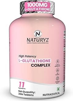 High Potency L-Glutathione 1000mg per serving Glow Supplement for Women & Men | Highest 11 Nutrients | Skin Peptide Complex for Depigmentation | Antioxidant Blend | Glutathione Builder for Radiant & Brightening Skin - 30 Tablets