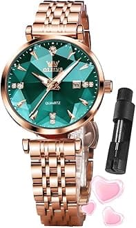 OLEVS Women Watch Fashion Rose Gold Diamond Analog Quartz Female Watch for Women Luxury Dress Ladies Stainless Steel Luminous Waterproof Date Wrist Watches