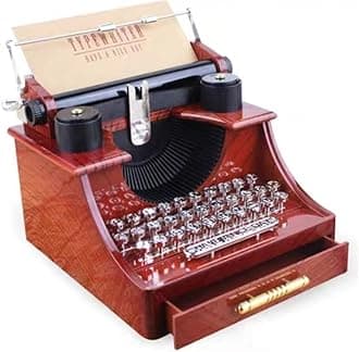 Vintage Retro Old-Fashioned Manual Typewriter Handmade Props Model,Retro typewriter music box Decoration Typewriter for Home/Office/Study Room Desk, Unable to Type Words, Shoot Movie Props