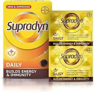 - Supradyn Daily Multivitamin Tablets with Essential Zinc, 12 Vitamins, 5 Trace Elements for Daily Immunity & Energy for Men & Women, 180 Tablets