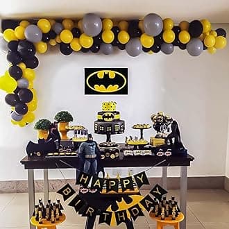 SpecialYou.in Batman Theme Birthday Decorations - 64 Items: Black,Yellow & Grey Balloons,Poster,Decoration Items