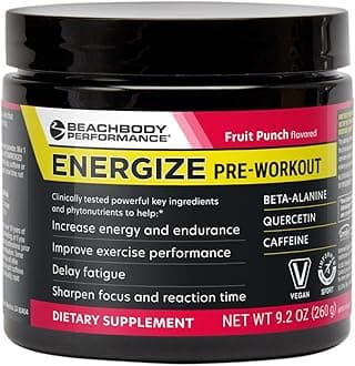 Energize Pre Workout Powder - Beta-Alanine, Quercetin & Low-Dose Caffeine Formula for Enhanced Energy & Focus, Increase Energy & Endurance Supplement, Fruit Punch, 40 Servings