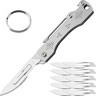 Folding Scalpel Knife, Scalpel Pocket Knife, Scalpels Surgical with 10pcs #23 Replaceable Razor Blades, Bottle Opener - Bread Lame Dough Scoring Tool, EDC Utility Knives, Small Keychain Knives for Men Outdoor Skinning