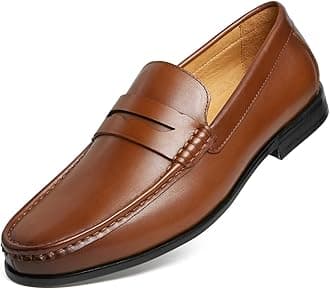 Mens Penny Loafers with Genuine Leather Business Dress Slip on Loafer Shoes for Men Tan US 11.5