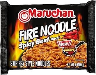 Maruchan Ramen Fire Spicy Beef, Instant Noodles - Stir Fry Style, Bold Taste with a Fiery Kick, Ready to Eat Meals - 3 Oz (22 Count)