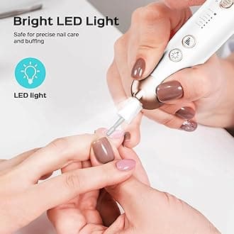 COSLUS Professional Manicure Pedicure Kit Cordless: 8 in 1 Electric Nail File Set, 5 Speed Nail Drill Grinder for Thick Nail Toenail Cuticle, LED Hand Foot Care Trimmer Buffer for Women Men Baby Pets