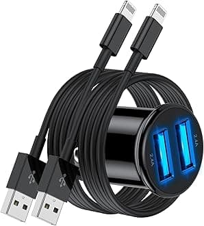 iPhone Car Charger, Apple Certified Dual USB Car Charger Adapter Plug with USB Lightning Cable,Fast Charging Cord for Apple iPhone 14 Pro Max/14/13 Pro/13/12 Mini/11/Xs Max/XR/X/8 Plus/7/6S/5/iPad