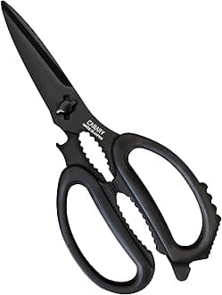 Japanese Kitchen Scissors All Purpose Heavy Duty 8.2" Matte Black, Made in JAPAN, Dishwasher Safe Come Apart Blade, Multipurpose Kitchen Shears, Sharp Serrated Japanese Stainless Steel Blade