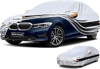 10 Layers Car Cover Custom Fit for BMW 3 Series 320i 328i 330i 335i M340i (2013-2025), Waterproof All Weather for Automobiles, Outdoor Full Cover Sun Dust Rain Protection with Cotton. Silver