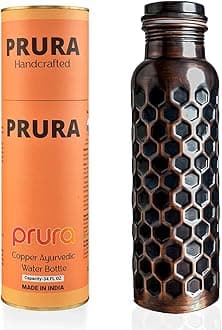 Copper Water Bottle With Beautiful Design 32 oz - Leak Proof Ayurvedic Drinkware Copper Vessel for Sports, Gym, Outdoors, Yoga, (Design 20)