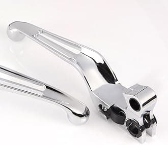 KiWAV Slotted Cut Ergonomic Hand Control Levers Chrome compatible for Harley OEM #45075-07, 45459-07
