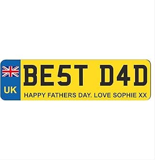 Custom License Plate Plaque - Personalised Number Plate in Wood or Acrylic - Ideal for Kids' Cars, Lorry Drivers, New Car, Just Passed (UK Design, Mdf Wood Large 25cm)