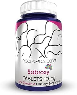 Nootropics Depot Sabroxy® Tablets | 100mg | 90 Count | Minimum 10% Oroxylin-A | Oroxylum indicum | May Help Promote Focus & Motivation | May Help Promote Cognitive Function