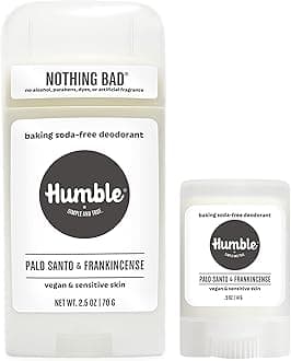 HUMBLE SIMPLE AND TRUE. BRANDS Aluminum-Free Deodorant, Vegan Cruelty- free, Formulated for Sensitive Skin, Sensitive Palo Santo & Frankincense Deodorant Full & Travel Pack