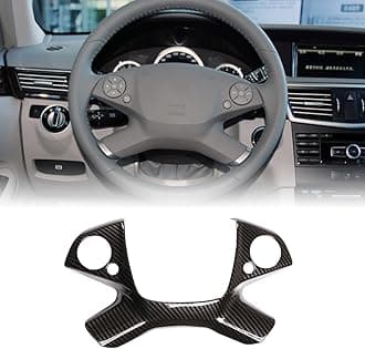 TINKI ABS Carbon Fiber Look Car Steering Wheel Button Cover Trim Compatible for Mercedes Benz E Class W212 2009-2013 Interior Accessories
