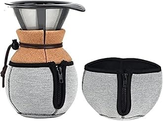 IMPRESA 2 Pack Impresa Insulated Pour Over Coffee Cozy for Bodum 6-Cup Coffee Maker - Protective Glass Carafe Sleeve & Drip Brewer Accessory