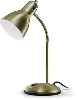 LEPOWER Metal Desk Lamp, Adjustable Goose Neck Table Lamp, Eye-Caring Study Desk Lamps for Bedroom, Study Room and Office (Bronze)