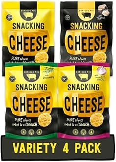 Serious Pig Snacking Cheese Variety Pack, Classic Rosemary Truffle Caramelised Onion Flavours (4 x 24g)