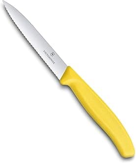 6.7736.L8 Swiss Classic Paring Knife for Cutting and Preparing Fruit and Vegetables Serrated Blade in Yellow 3.9 inches