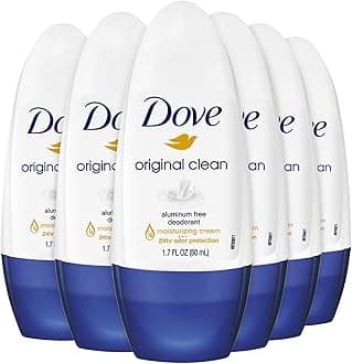 Aluminum-Free Deodorant for Women, Original Clean Roll-On 6-Pack – ¼ Moisturizing Cream Formula with 24H Odor Protection, 1.7 Fl Oz Ea