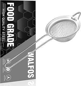 Walfos Fine Mesh Strainers, Premium Stainless Steel Colanders and Sifters, with Reinforced Frame and Sturdy Handle, Perfect for Sift, Strain, Drain and Rinse Vegetables, Pastas and Teaï¼Ë†2.8")