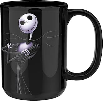 Zak Designs Disney Tim Burton The Nightmare Before Christmas Unique Color Change Ceramic Coffee Mug for Hot Drinks, Collectible Keepsake (15 oz, Jack Skellington)