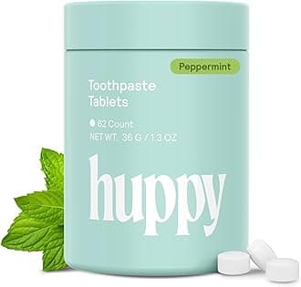 HUPPY Toothpaste Tablets, Nano Hydroxyapatite Toothpaste - Natural Whitening, Fluoride Free and Remineralizing Tablets - Travel Hydroxyapatite Tabs, 62 Count
