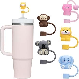 10mm Toppers, Cover Cap for Stanley 40&30 oz Tumbler, 5Pcs Cute Reusable Straw Covers for Stanley Cup Accessories, Lovely Animals