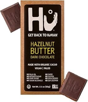 Hu Chocolate Bars | 8 Pack Hazelnut Butter Chocolate | Natural Organic Vegan, Gluten Free, Paleo, Non GMO, Fair Trade Dark Chocolate | 2.1oz Each
