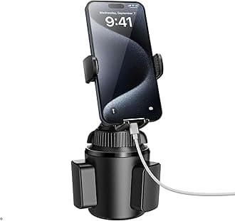 Solid Cup Holder Phone Mount for Car Truck with Quick Extension Long Arm Fast Swivel Adjustable Height 360 Rotatable, Low Profile Universal APPS2Car Mobile Mount Compatible with All Cell Phone iPhone