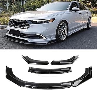 DREAMIZER Car Universal Front Bumper Lip 4pcs Body Kit Chin Spoiler Splitter Diffuser Protector Compatiable for Toyota Honda Nissan Hyundai and More (Glossy Black)
