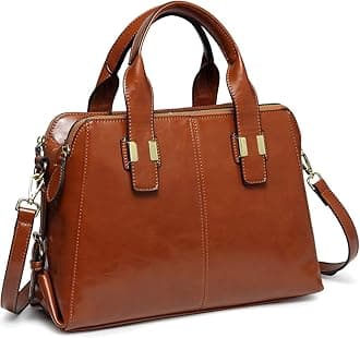 Brown Faux Patent Leather Women Satchel Bag