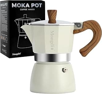 Stovetop Espresso Maker Moka Pot, Cuban Coffee Maker Stove top coffee maker Moka Italian Espresso Greca Coffee Maker Brewer Percolator, 3 Espresso Cups, 5 oz - White